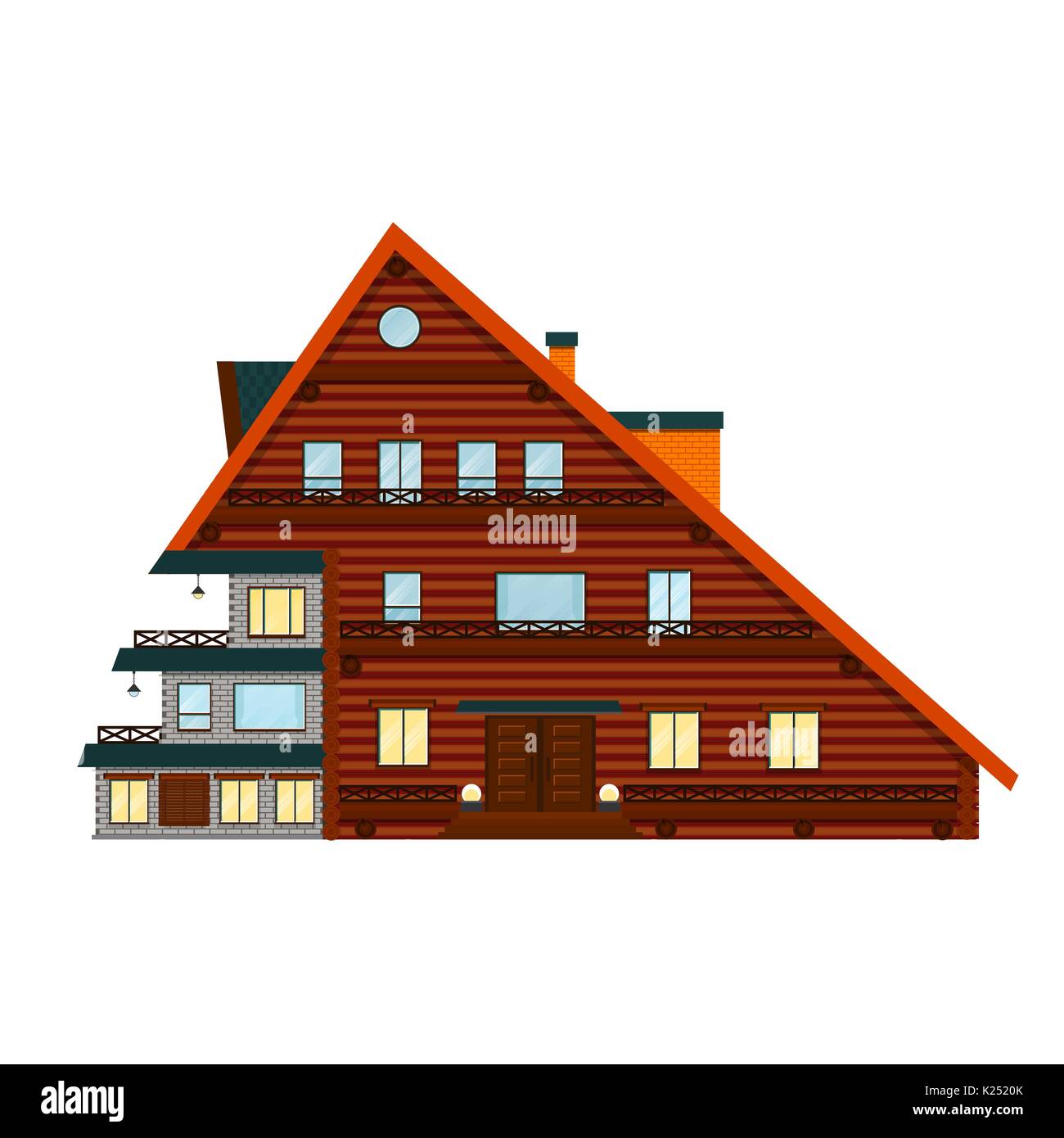 Maison en bois isolé sur blanc . Vector Illustration de Vecteur