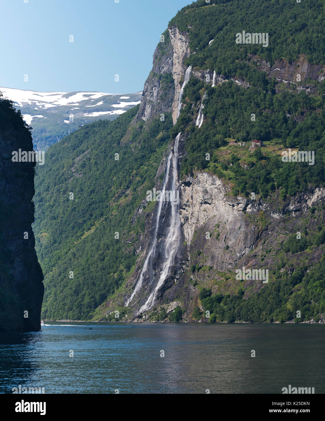Vue du célèbre fjord de Geiranger cascades en Norvège Banque D'Images