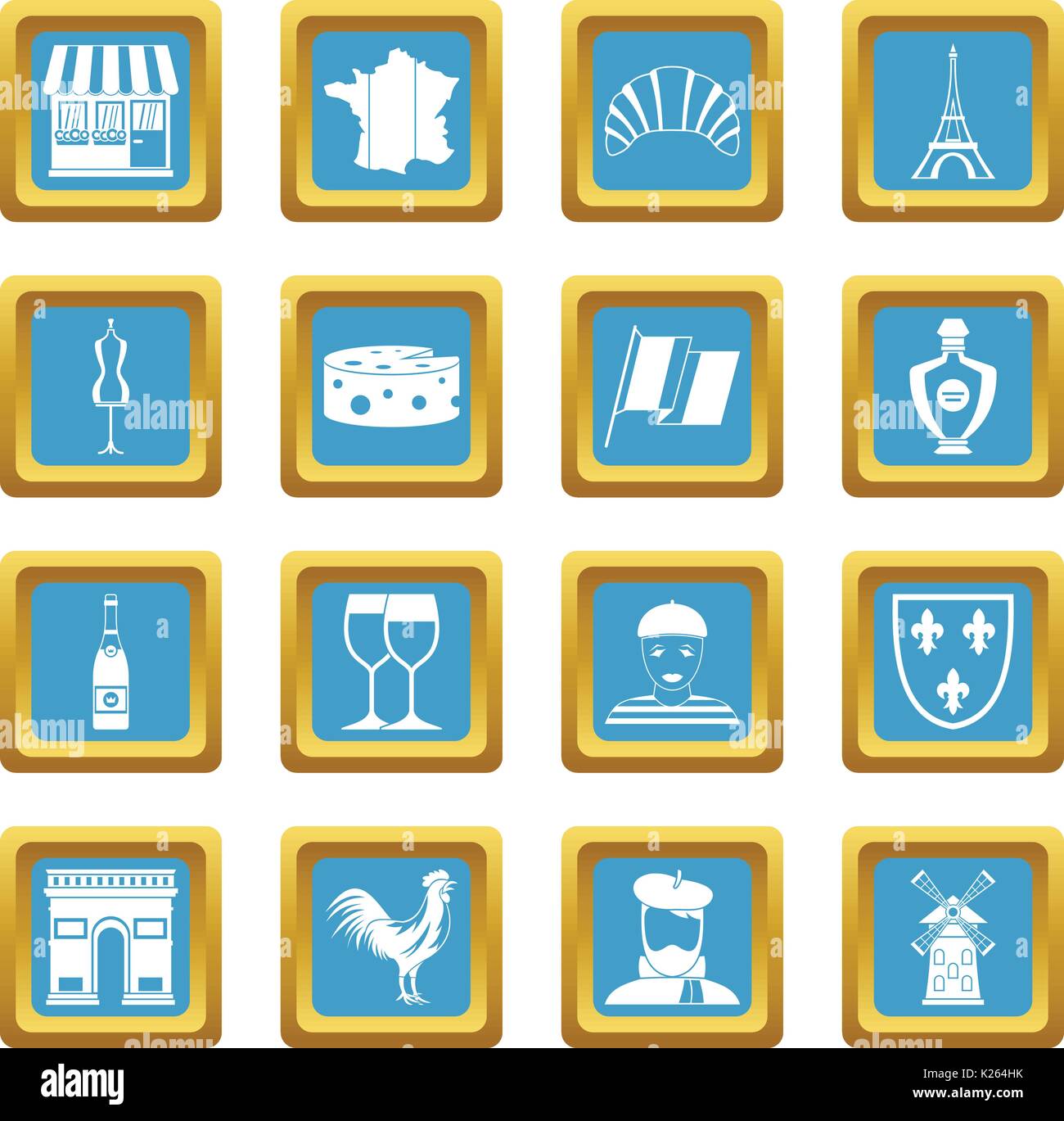 France travel icons azure Illustration de Vecteur