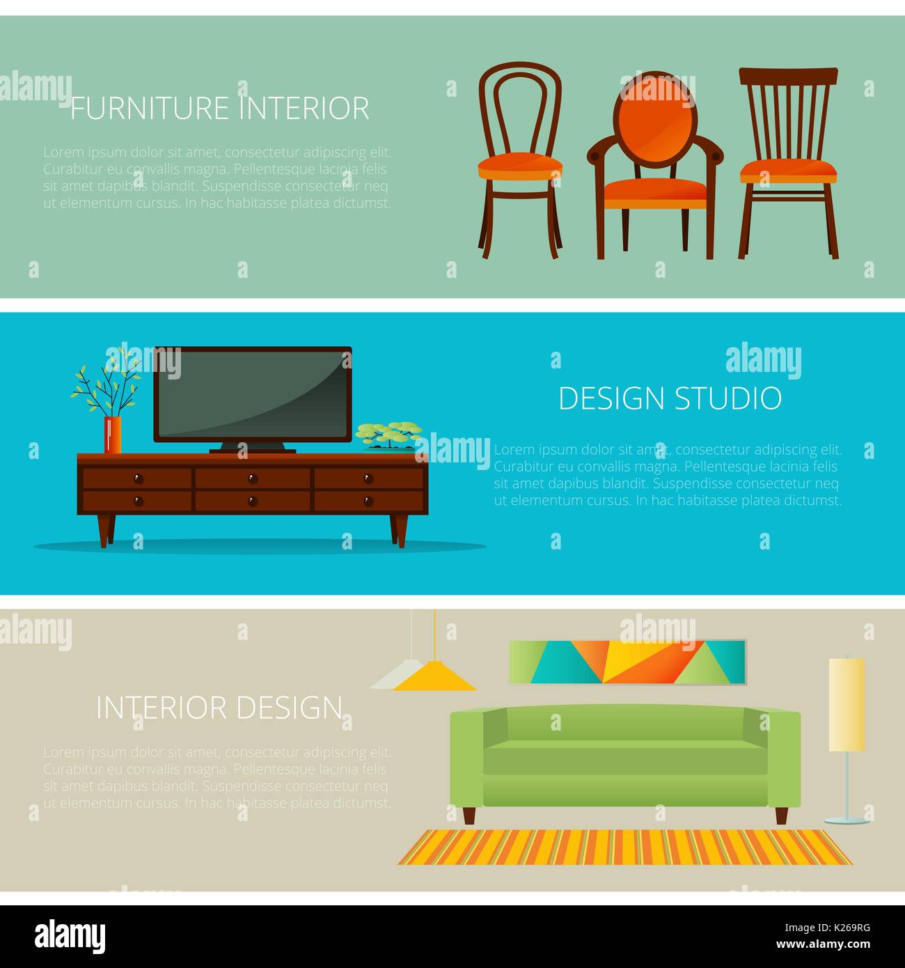 Mobilier d'intérieur bannière . Vector illustration . Illustration de Vecteur