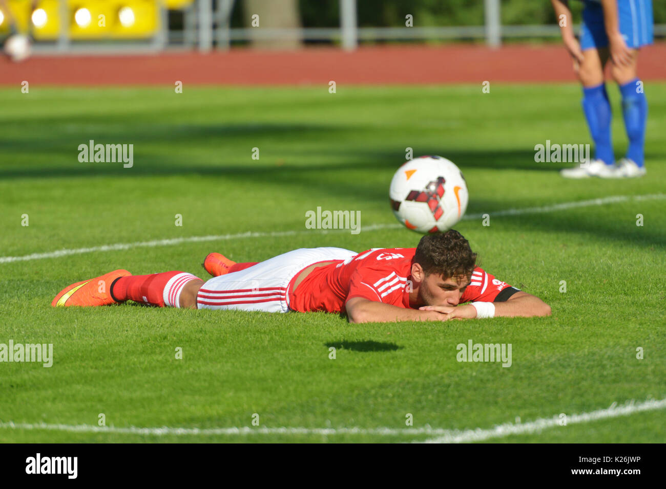 Moscou, Russie - le 22 juillet 2014 : Match OFK, Serbie - Benfica, Portugal pendant la Lev Yashin VTB Cup, le tournoi international d'équipes de soccer U21 Banque D'Images