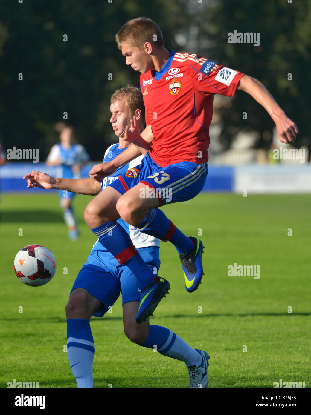 Moscou, Russie - le 22 juillet 2014 : Match Dynamo, Moscou - CSKA Moscou, au cours de la Lev Yashin VTB Cup, le tournoi international U21 pour les équipes de soccer. Banque D'Images