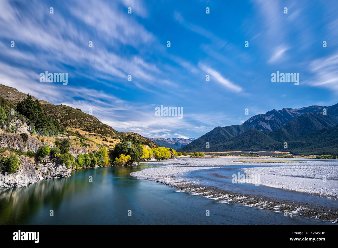 Waimakairi River, Arthur's Pass National Park, région de Canterbury, île du Sud, Nouvelle-Zélande Banque D'Images