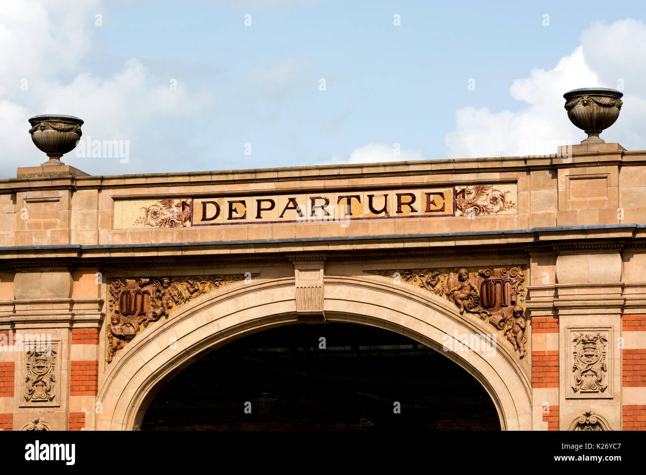 Détail extérieur, la gare de Leicester, Leicestershire, UK Banque D'Images