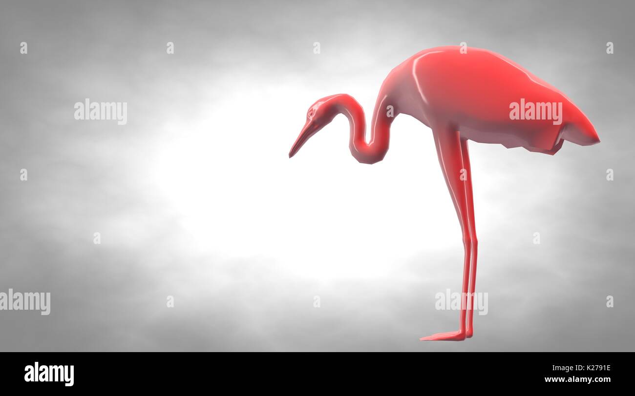 Le rendu 3D d'un oiseau avec de longues jambes réfléchissants Banque D'Images