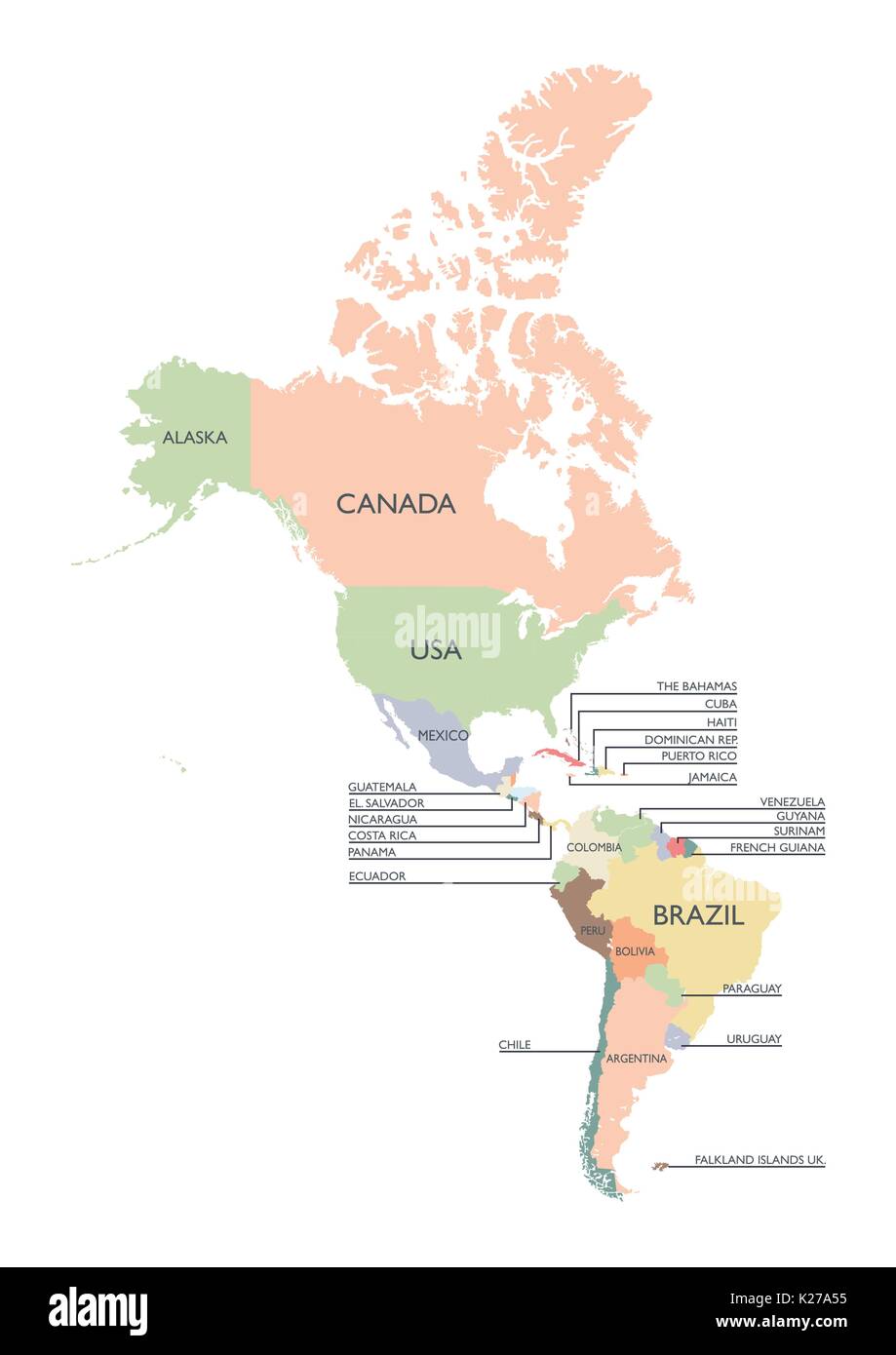 Carte d&rsquo;Amérique continent. Vector illustration Image Vectorielle Stock