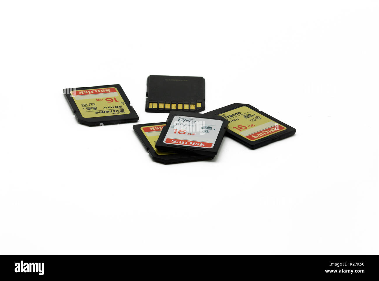 Petite collection de cartes mémoire SD SanDisk pour caméras Banque D'Images