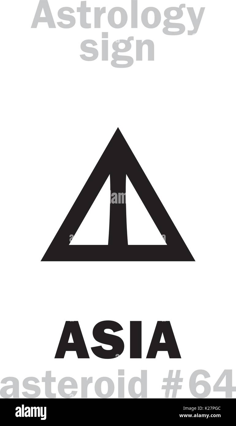 Alphabet d'astrologie : l'Asie, l'astéroïde n°64. Caractères hiéroglyphes signe (symbole unique). Illustration de Vecteur