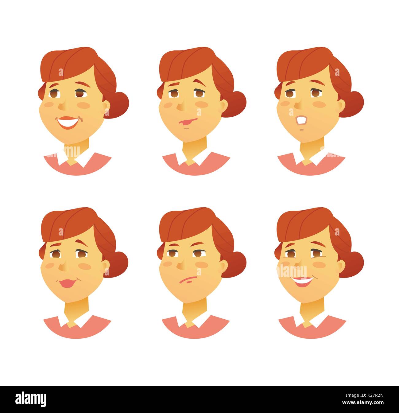 Les expressions du visage des femmes modernes d'affaires - vecteur illustration personnages Illustration de Vecteur