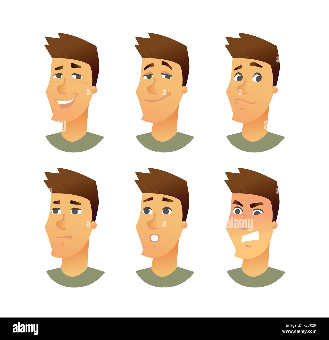 Les expressions du visage - Homme d'affaires moderne vector illustration personnages Illustration de Vecteur