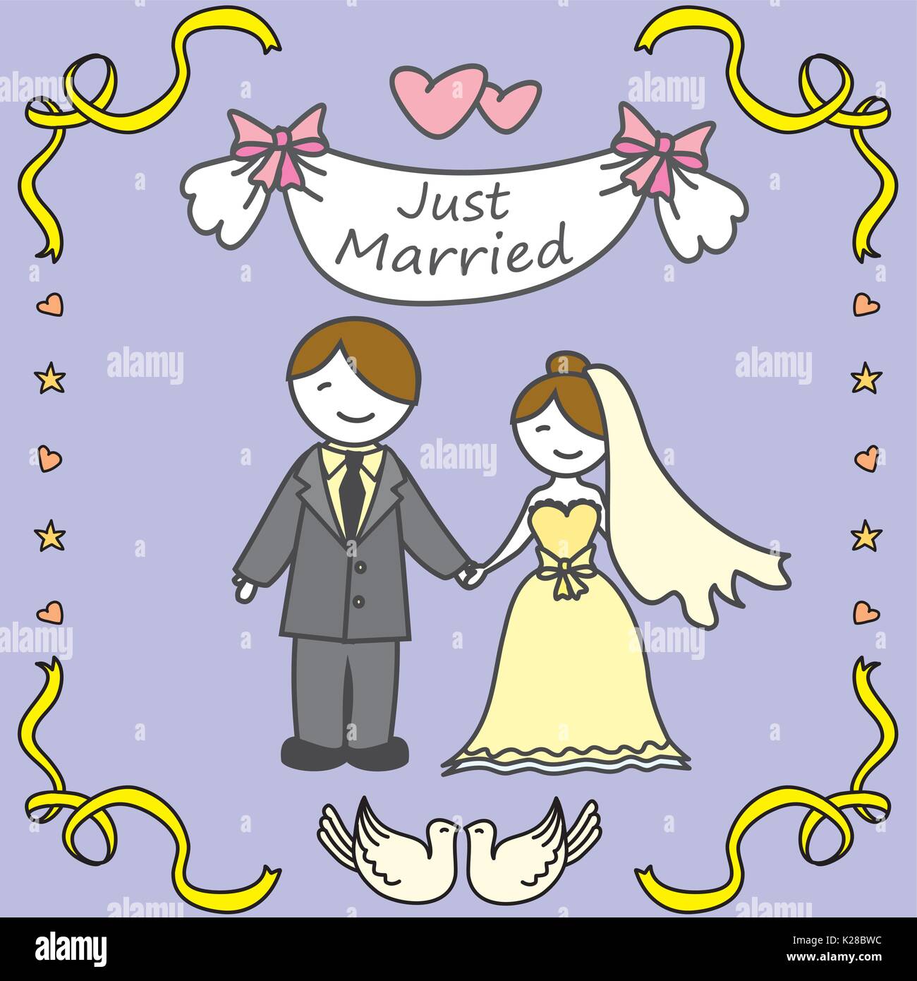 Mariée et le marié, doodle vector illustration Illustration de Vecteur
