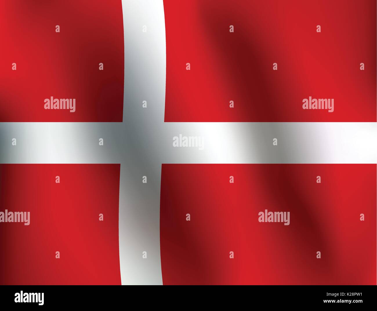 Pavillon du Danemark avec un peu de forme, l'ombrage et du drapeau Couleurs couches séparées - Vector Illustration Illustration de Vecteur