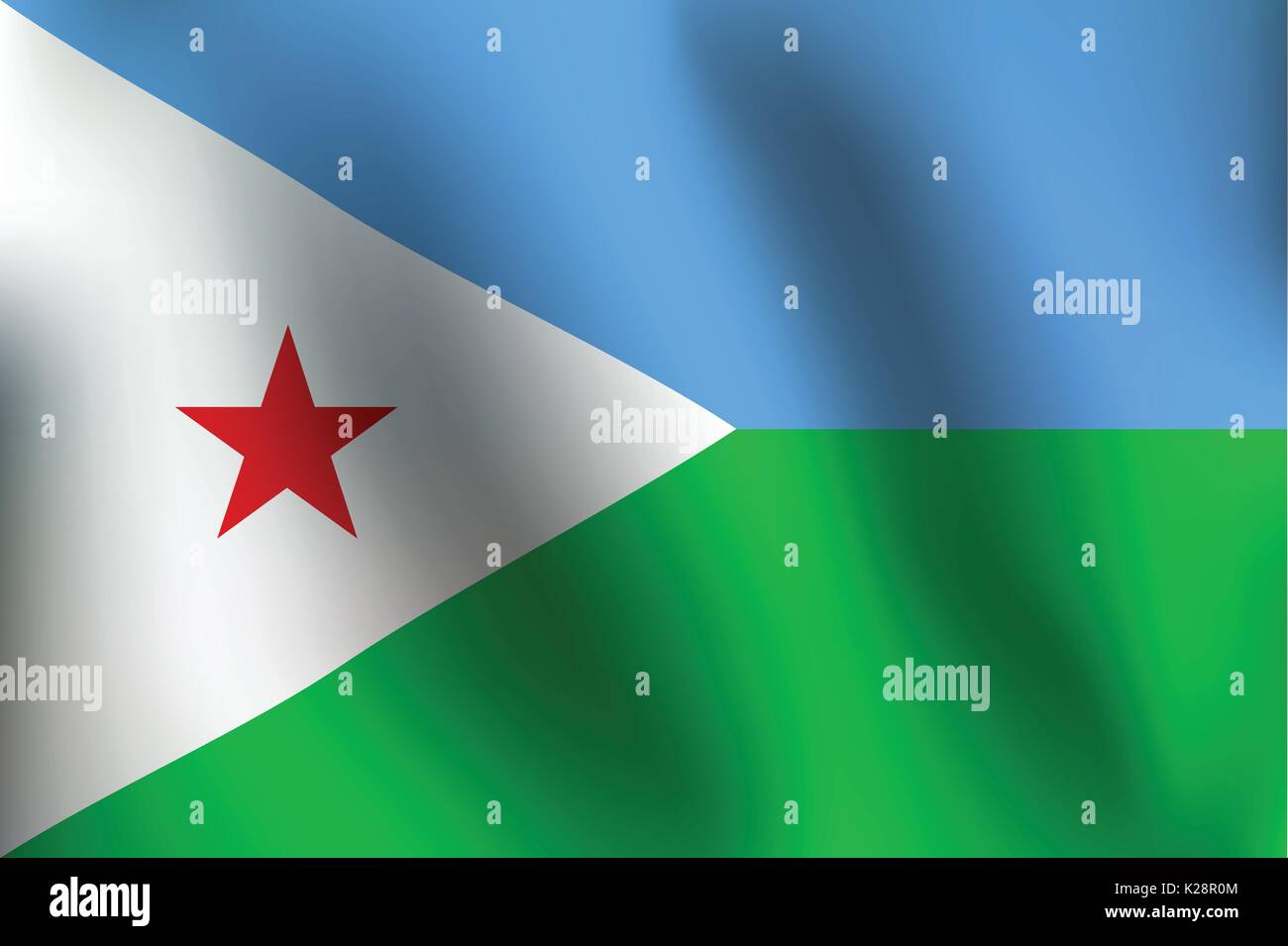 Pavillon de Djibouti avec un peu de forme, l'ombrage et du drapeau Couleurs couches séparées - Vector Illustration Illustration de Vecteur