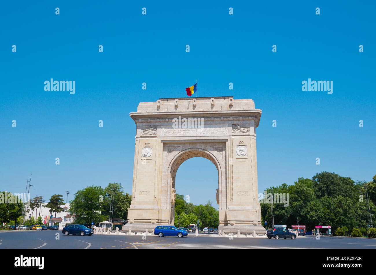 Arcul de Triumf, l'Arc de Triomphe, WWII Memorial, Bucarest, Roumanie Banque D'Images