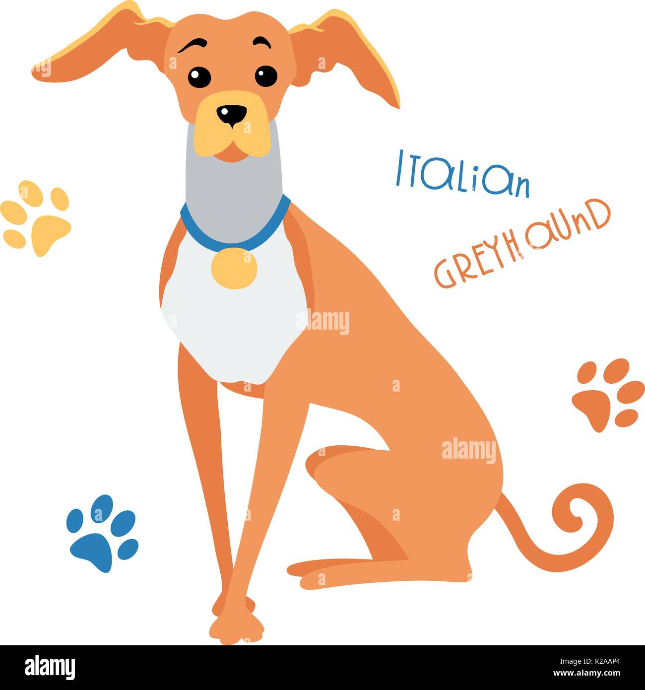 Dessin vectoriel de lévier italien funny dog sitting Illustration de Vecteur