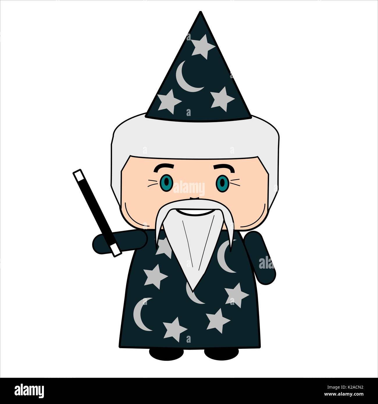 L'assistant de dessin animé avec Magic wand, chapeau pointu et la barbe  Image Vectorielle Stock - Alamy