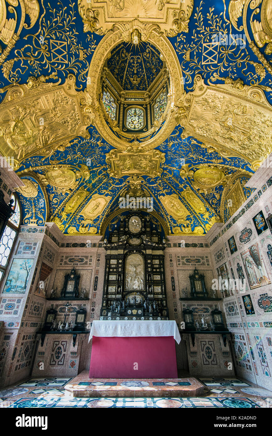 L'intérieur de la chapelle Residenz ancien palais royal, Munich, Bavière, Allemagne Banque D'Images