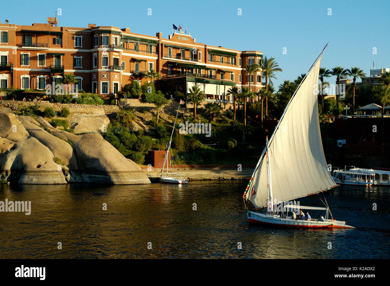 Old Cataract hotel situé sur les rives du Nil. Assouan, Egypte Banque D'Images