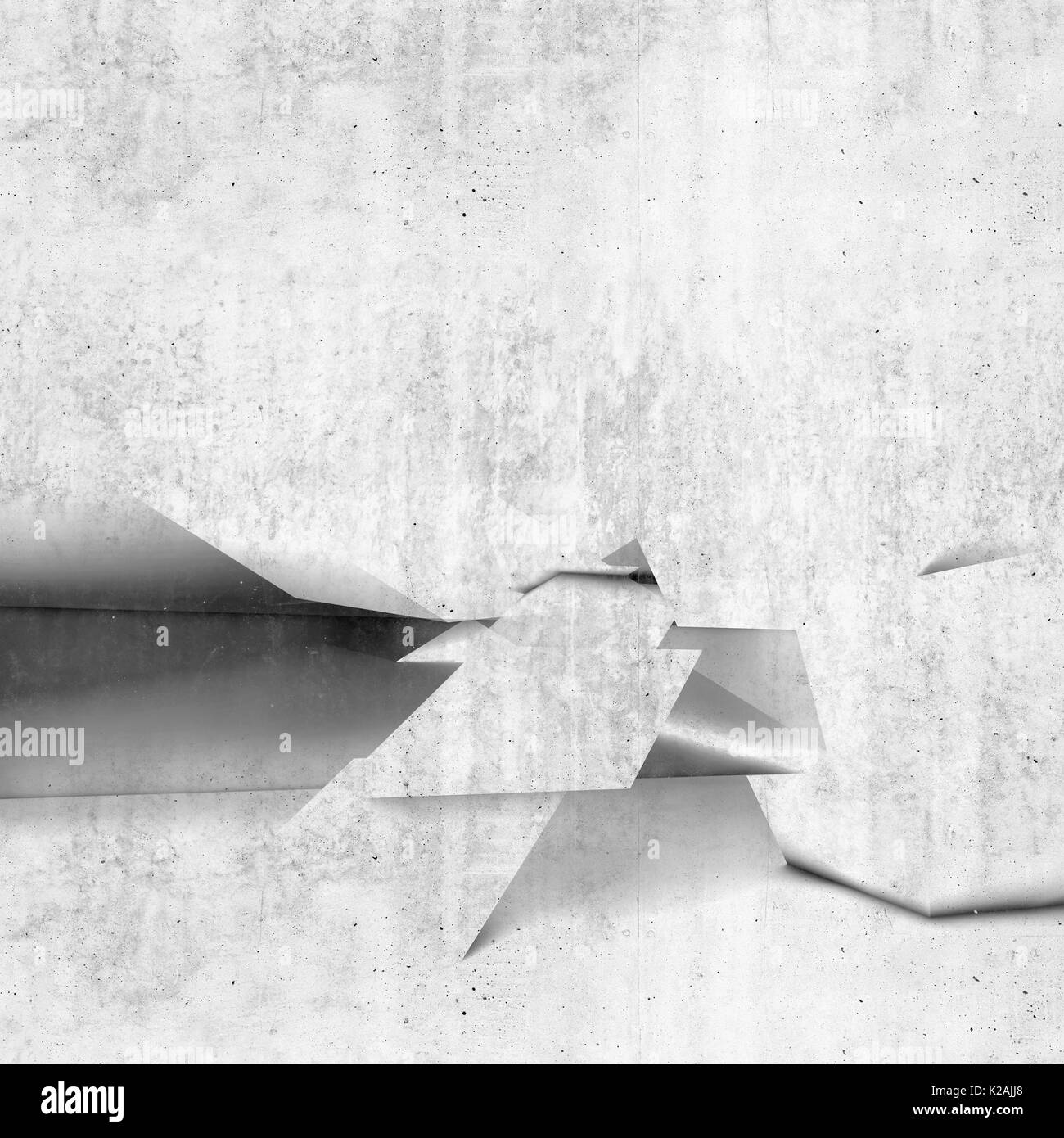 Résumé fond blanc, entrecoupé de faibles structures poly avec la texture du béton. Digital 3d illustration Banque D'Images