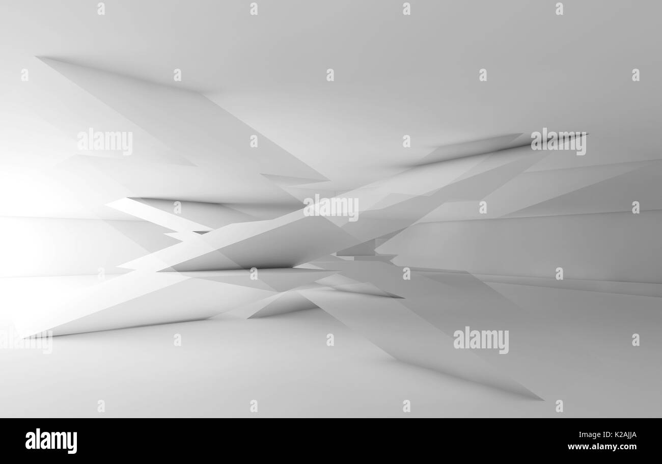 Résumé Contexte L'intérieur blanc, entrecoupé de faibles structures poly. Digital 3d illustration, double effet de l'exposition Banque D'Images