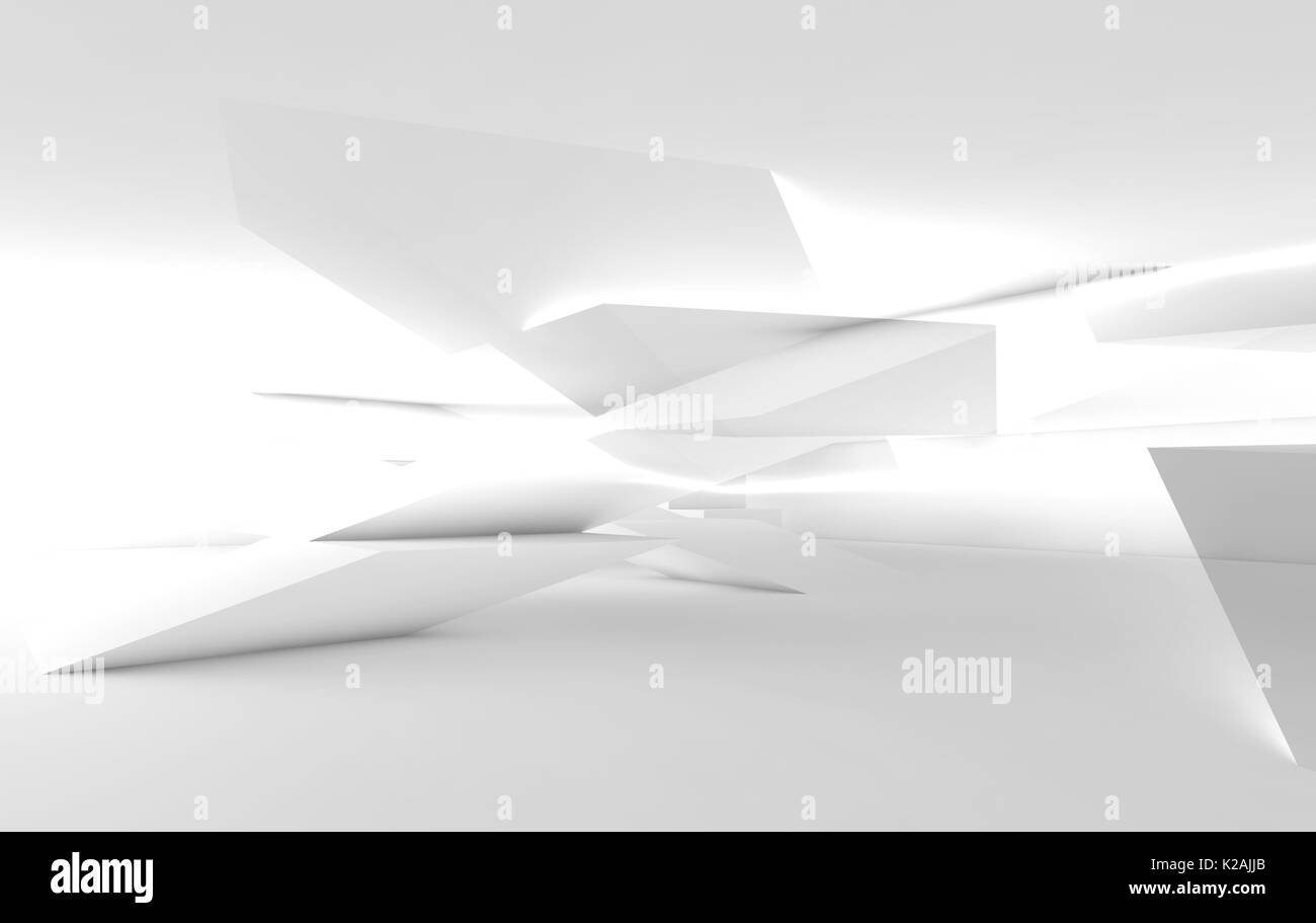Résumé fond blanc brillant, entrecoupés de faibles structures poly. Digital 3d illustration, double effet de l'exposition Banque D'Images