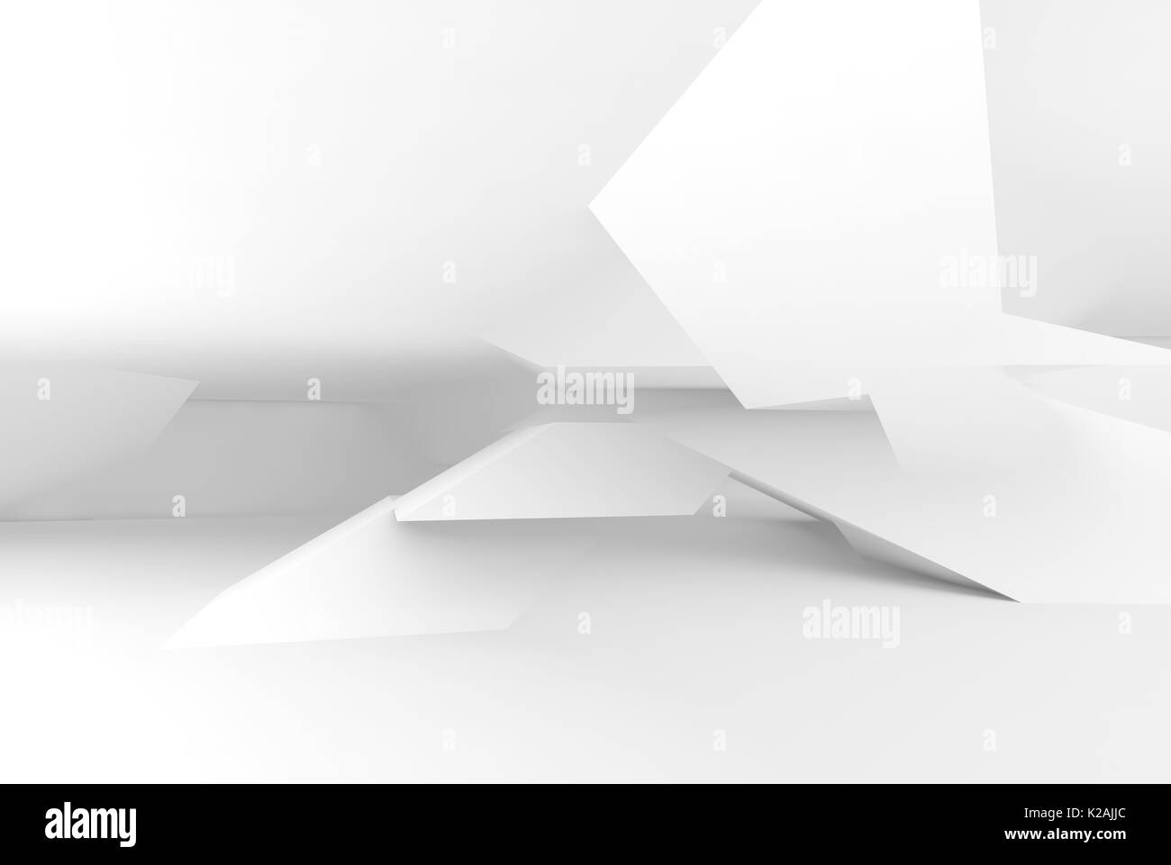 Résumé Contexte L'intérieur blanc, entrecoupé de faibles structures poly. Illustration 3d, effet double exposition Banque D'Images