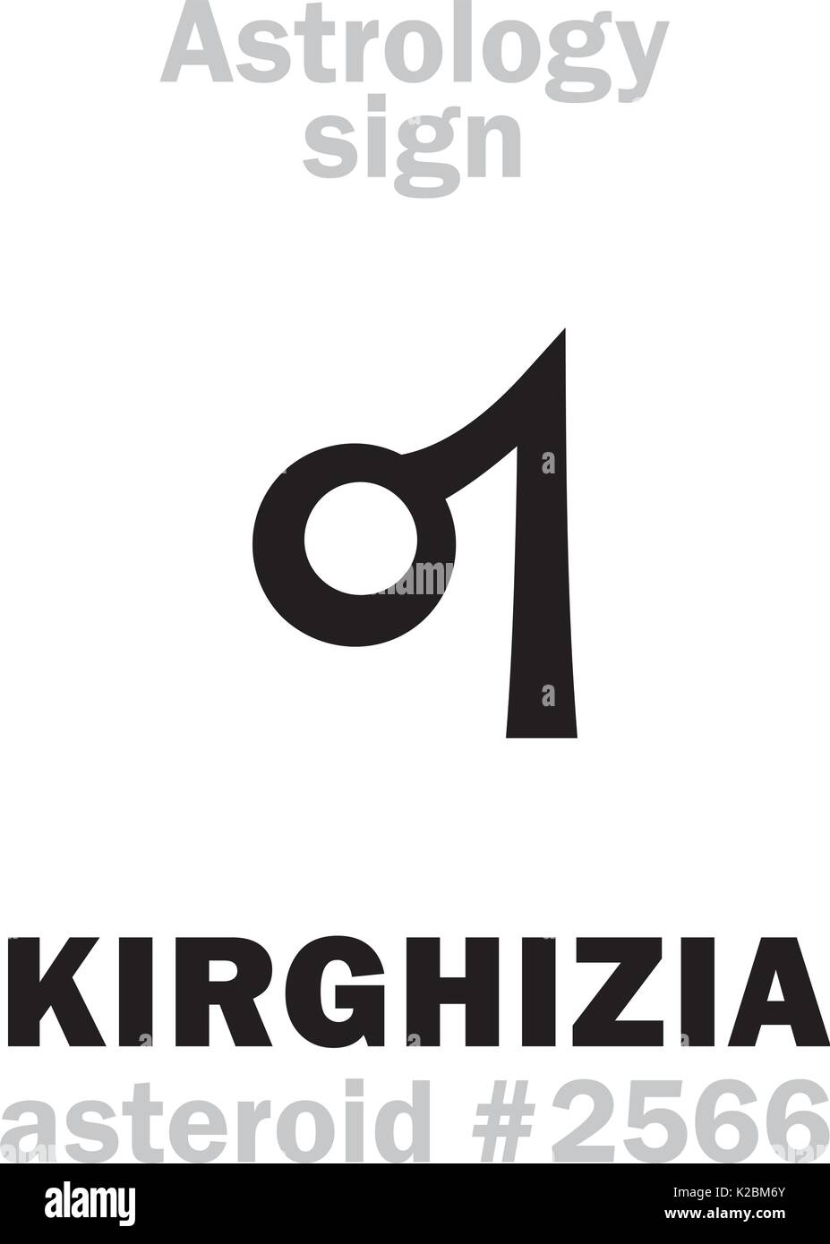 Alphabet d'astrologie : Kirghizie, astéroïde # 2566. Caractères hiéroglyphes signe (symbole unique). Illustration de Vecteur