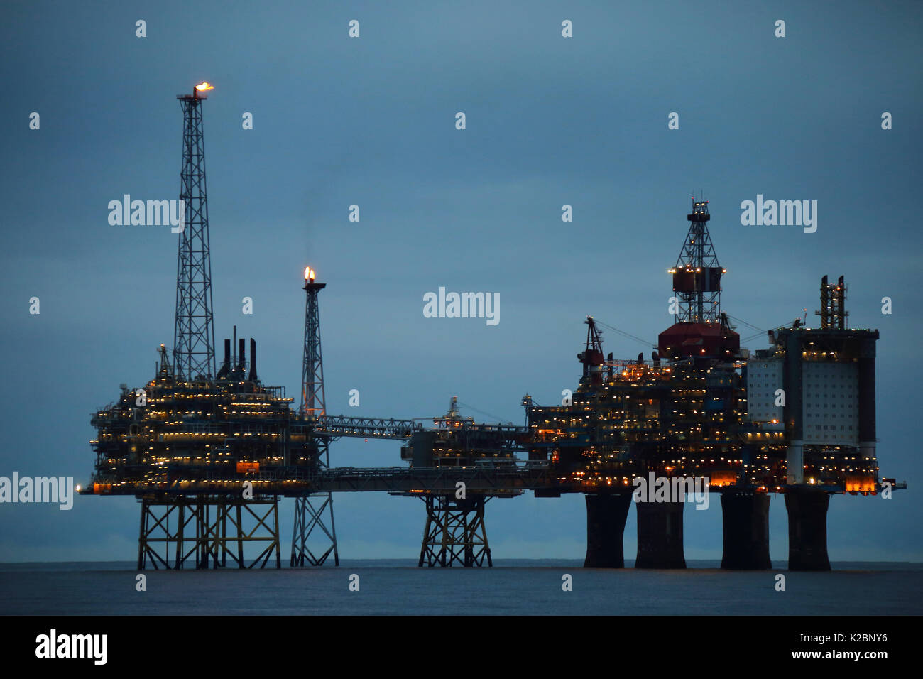 La plate-forme de production d'huile de Sleipner. Mer du Nord, octobre 2015. Banque D'Images