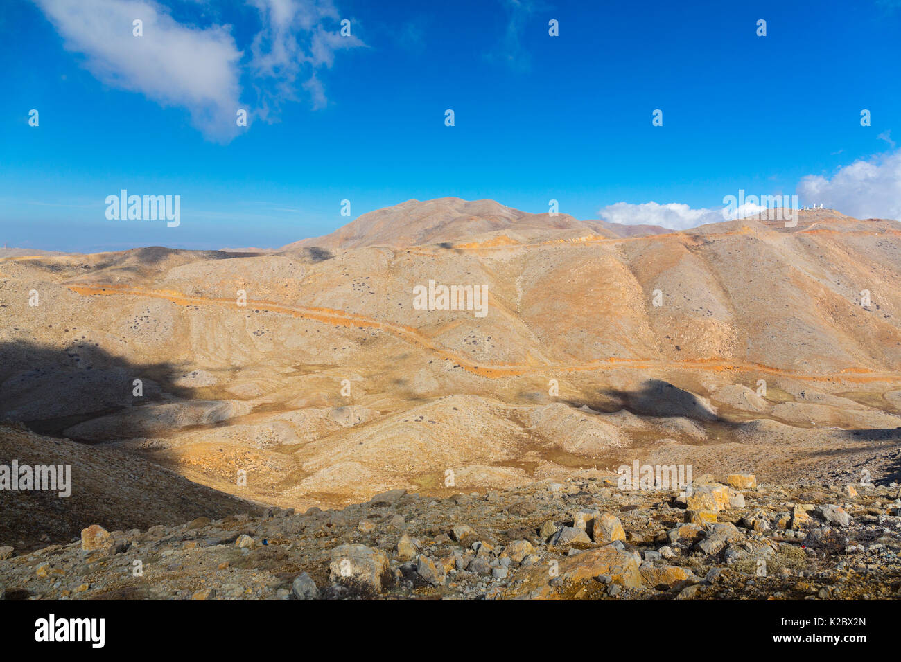 Paysage de montagne, le mont Hermon, Hauteurs du Golan, Israël, novembre. Banque D'Images