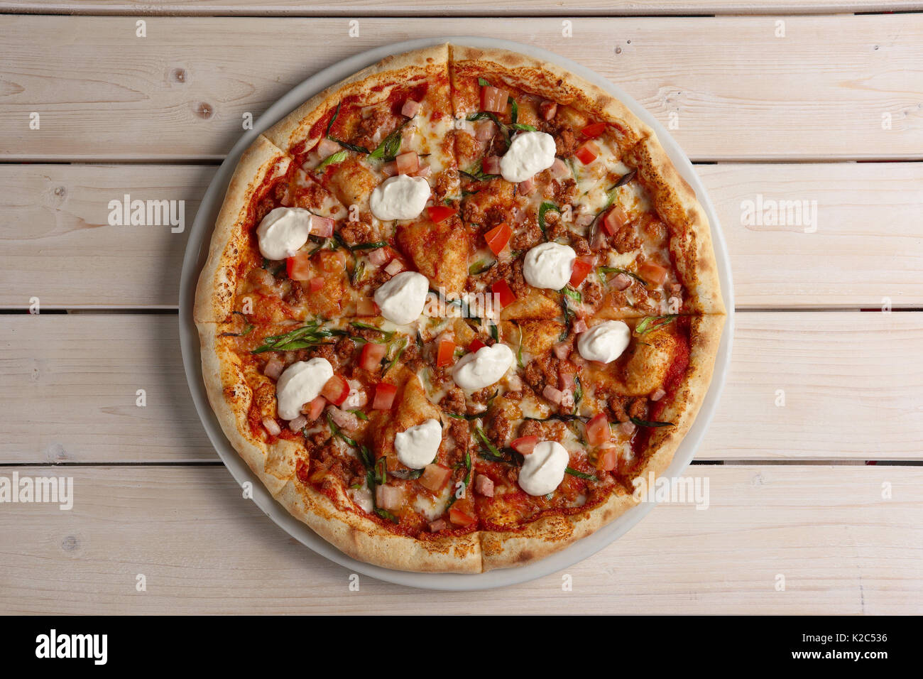 Pizza mexicaine hachis frit avec et mozzarella Banque D'Images