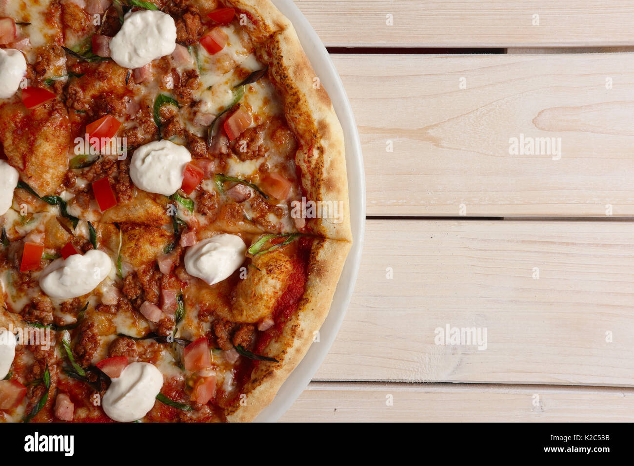 Pizza mexicaine hachis frit avec et mozzarella Banque D'Images