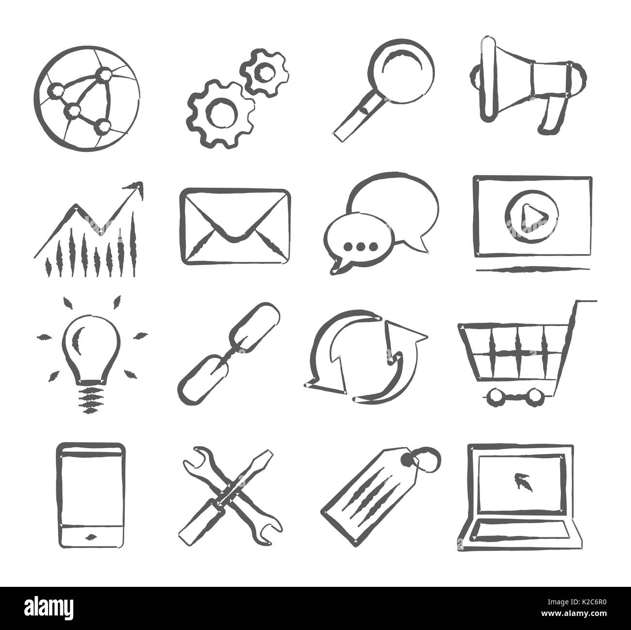 Icônes SEO Doodle Illustration de Vecteur