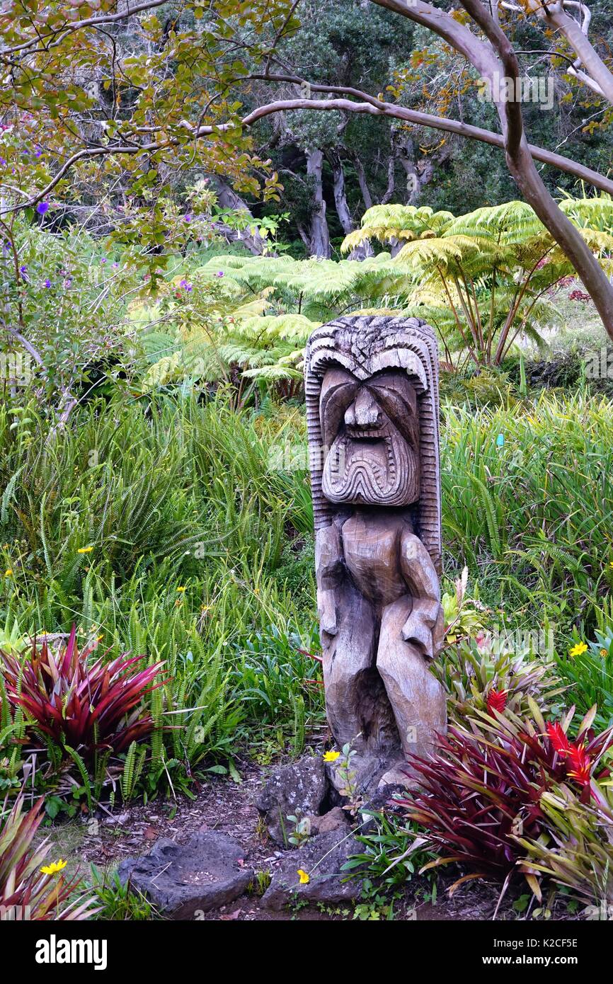 Totem, Kula Botanical Garden, Kula, Maui, Hawaii Banque D'Images