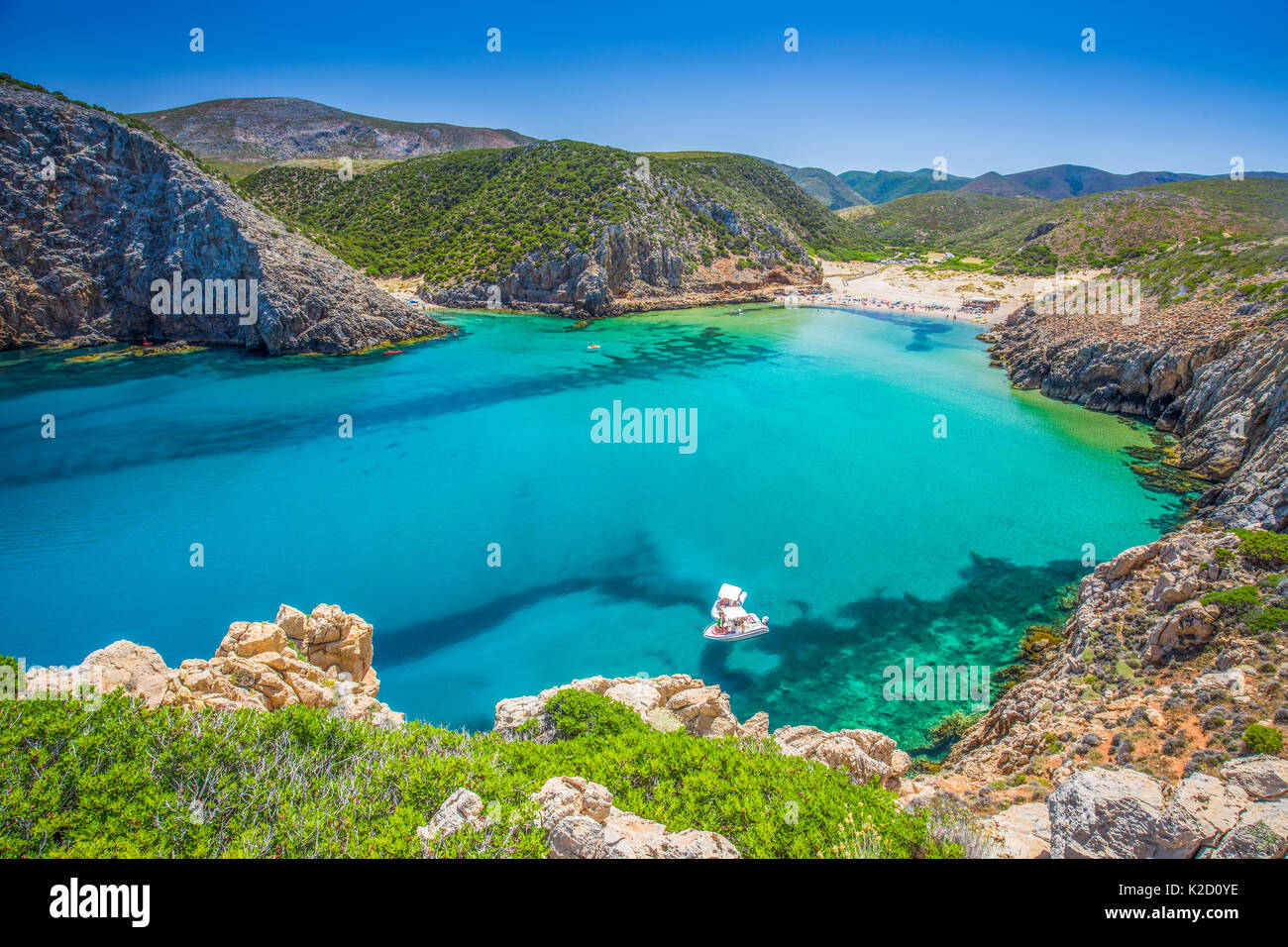 Plage de Cala Domestica, Costa Verde, Sardaigne, Italie. La Sardaigne est la deuxième plus