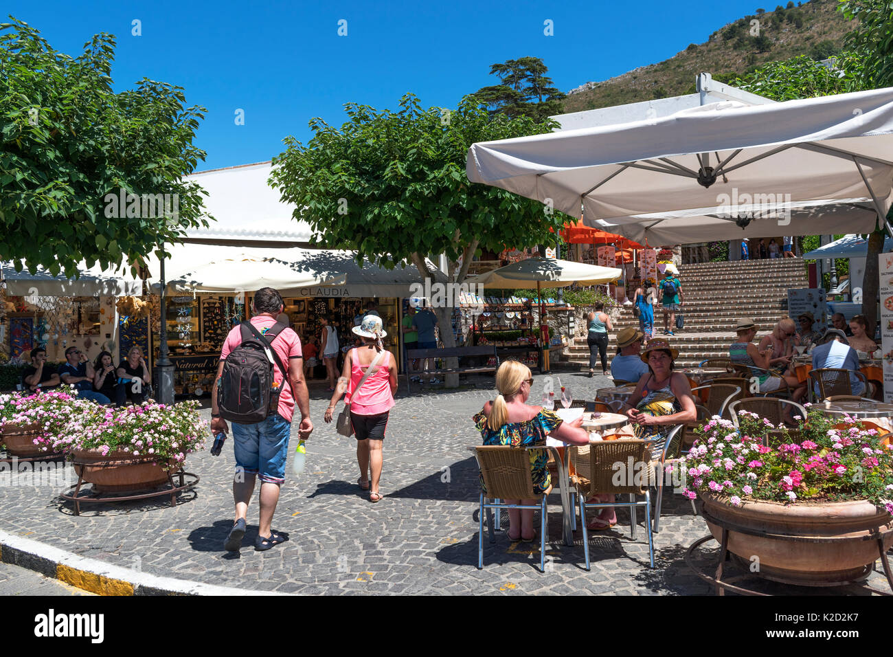Piazza Vittorio à Anacapri sur l'île de Capri, Italie. Banque D'Images