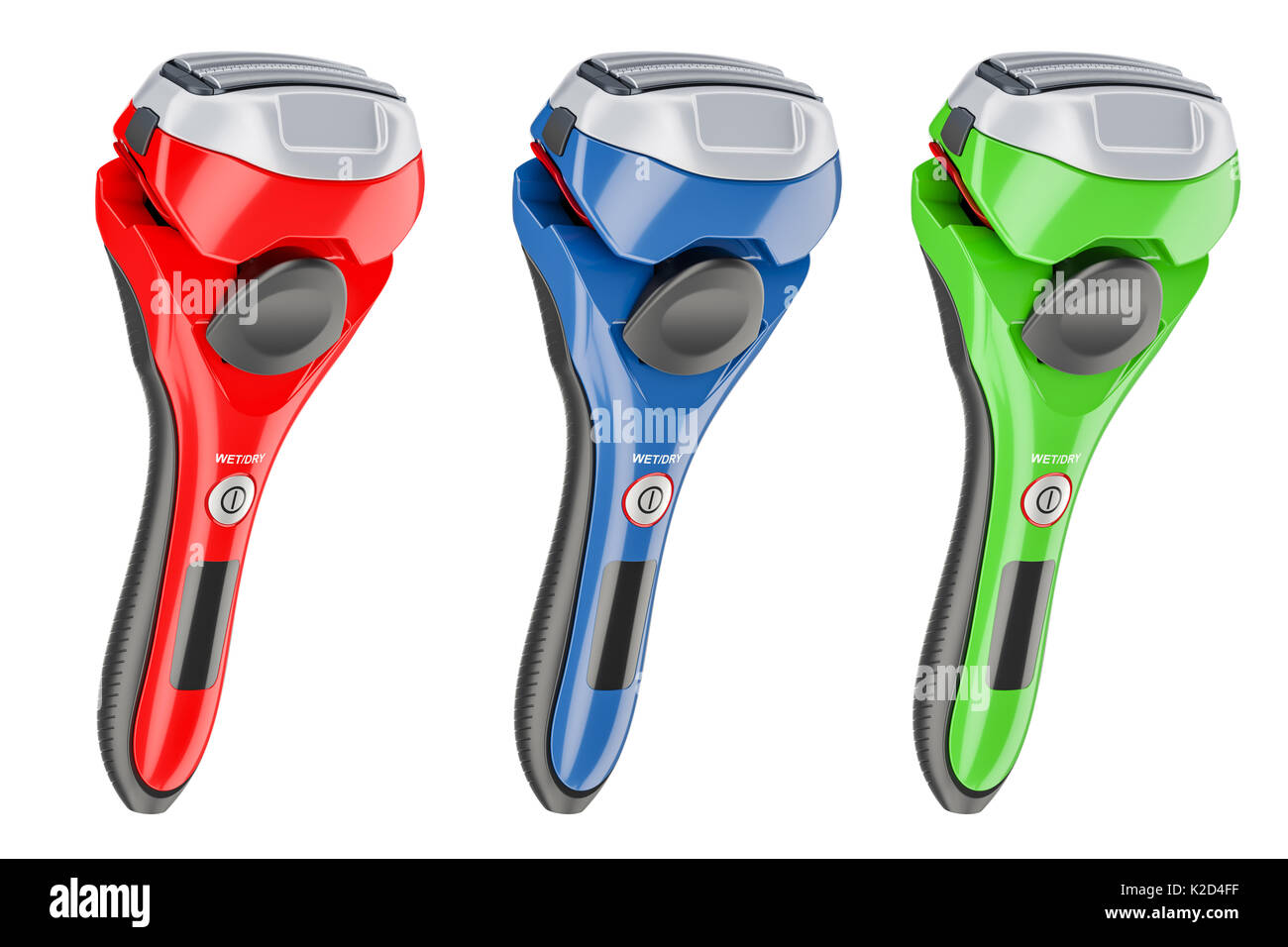 Ensemble de papier métallique de couleur sans fil de type rasoirs, rendu 3D isolé sur fond blanc Banque D'Images