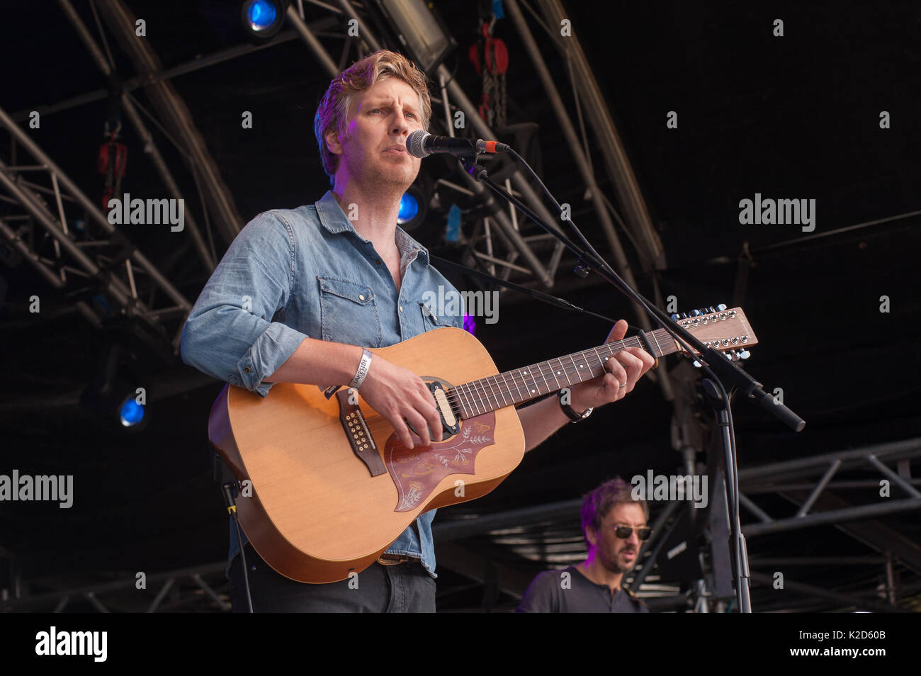 Scott Matthews joue Camping-appelant à Ragley Hall, Warwickshire, le 26 août, 2017. Banque D'Images