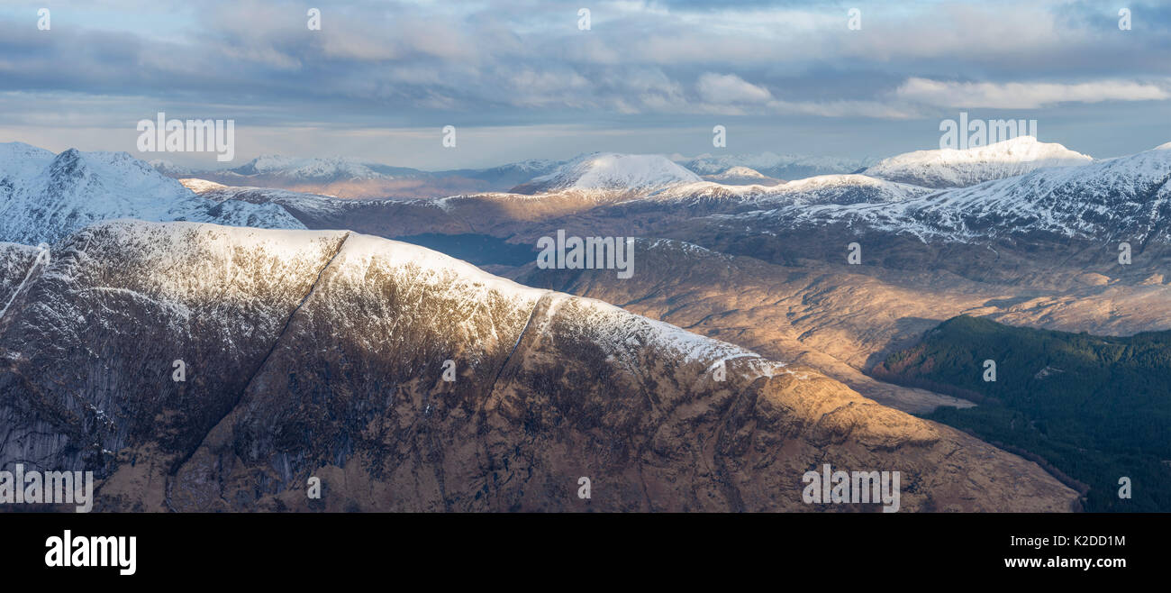 Trilleachan Beinn en hiver de Ben Starav. Glen Etive, Highlands d'Ecosse, Royaume-Uni, janvier 2016. Banque D'Images