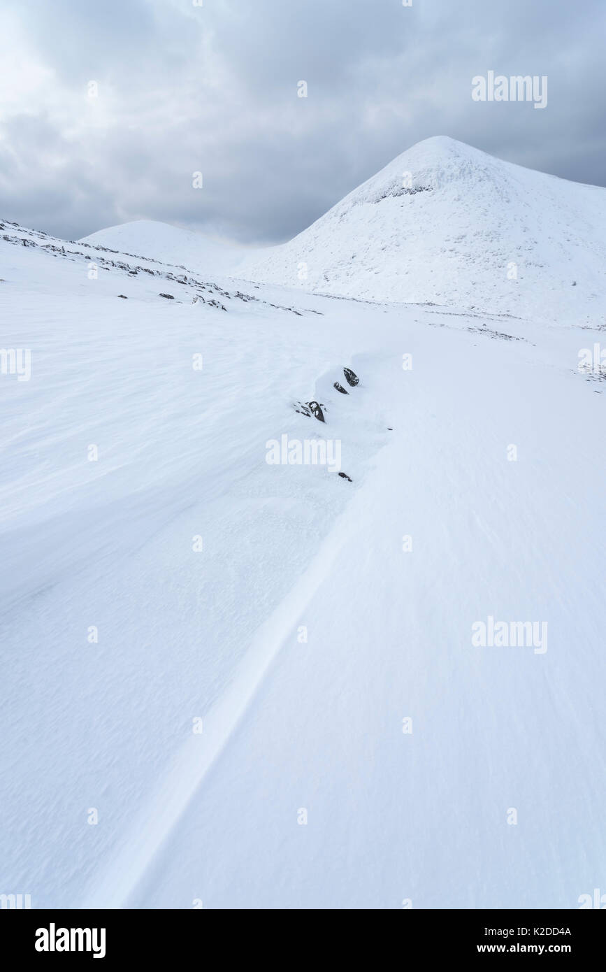 Sommets de cul Mor en plein hiver. Assynt, Highlands d'Ecosse, Royaume-Uni, janvier 2016. Banque D'Images