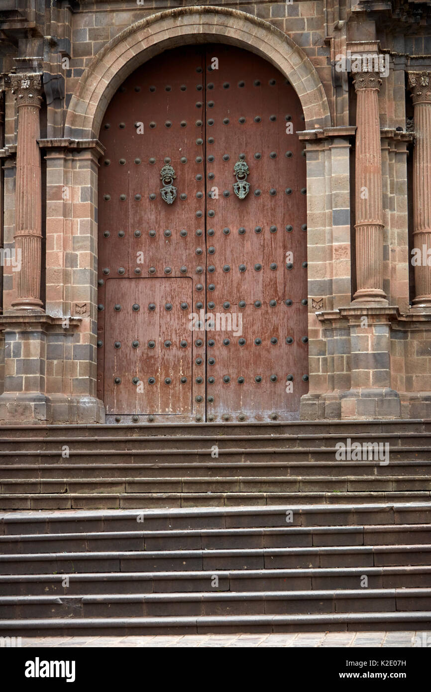 Porte de la cathédrale de San Francisco, Cusco, Pérou, Amérique du Sud Banque D'Images