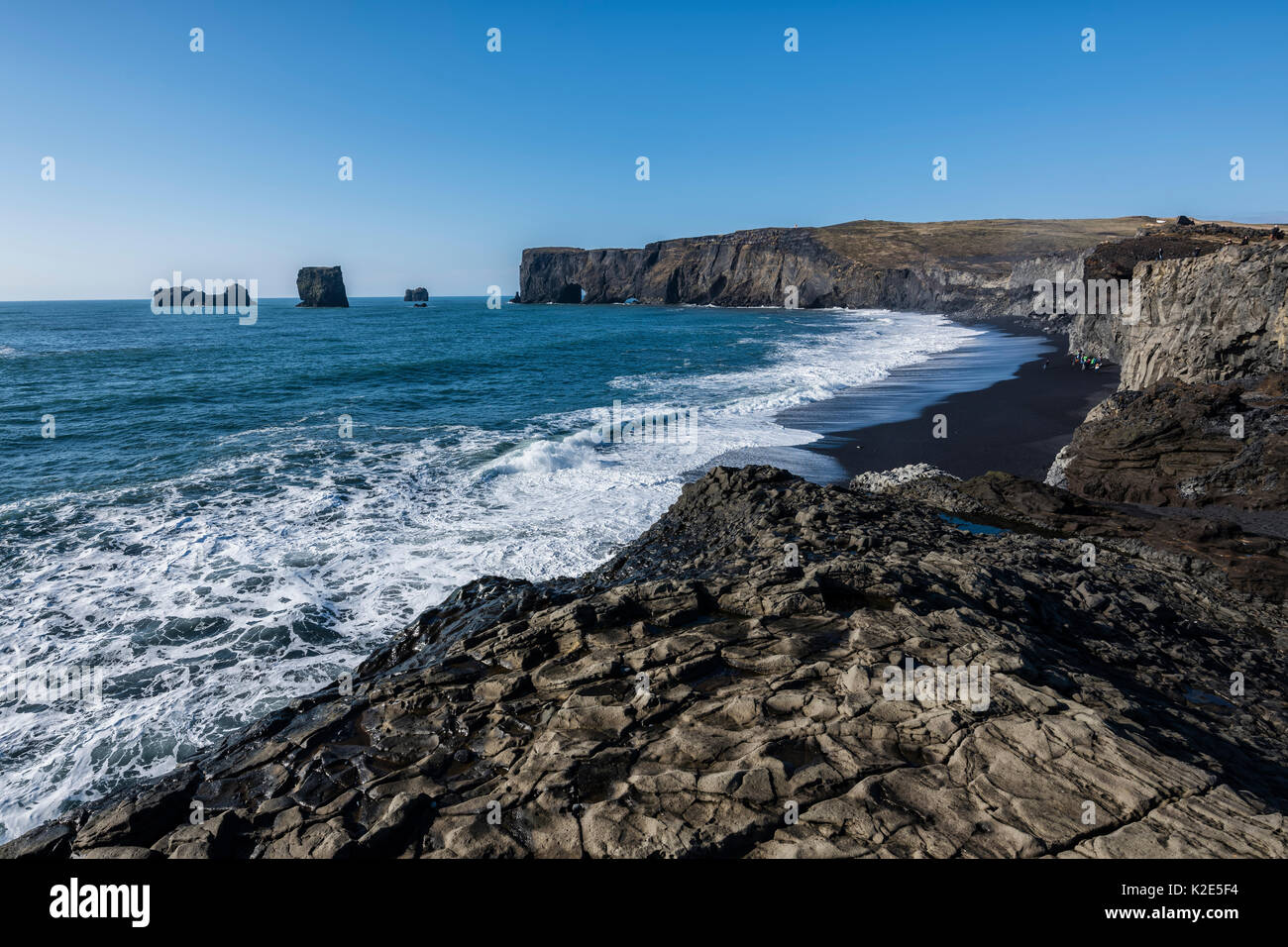 Kirkjufjara Beach au Cap Dyrholaey près de Vik i Myrdal, Myrdalur, Island Banque D'Images