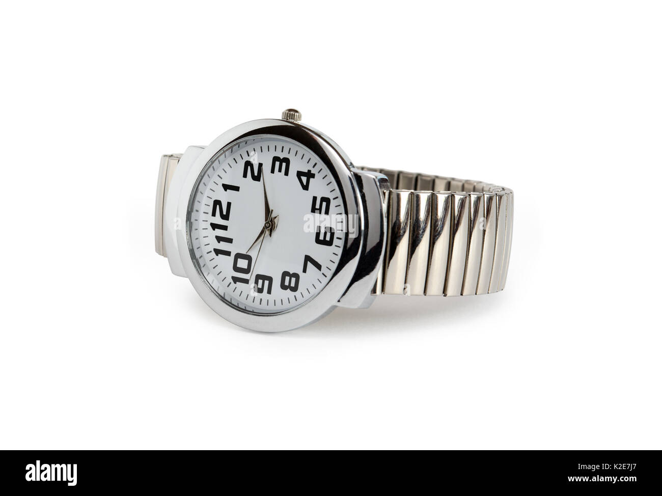 Bracelet en acier avec bracelet moderne sur fond blanc. isolated with clipping path Banque D'Images