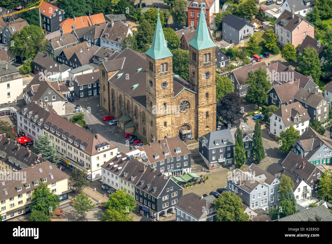 Christ Church, Place de l'Église, Place du marché, de Schwelm, Ruhr, Rhénanie du Nord-Westphalie, Allemagne Banque D'Images