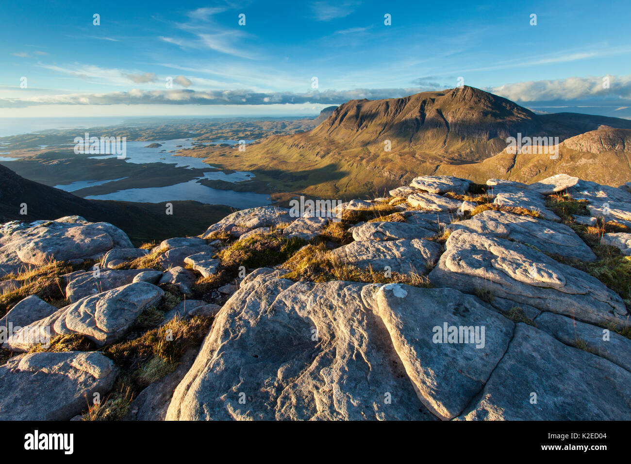 Vue du Cul Beag à Cul Mor, Highlands, Assynt, Écosse, Royaume-Uni, septembre 2013. Banque D'Images