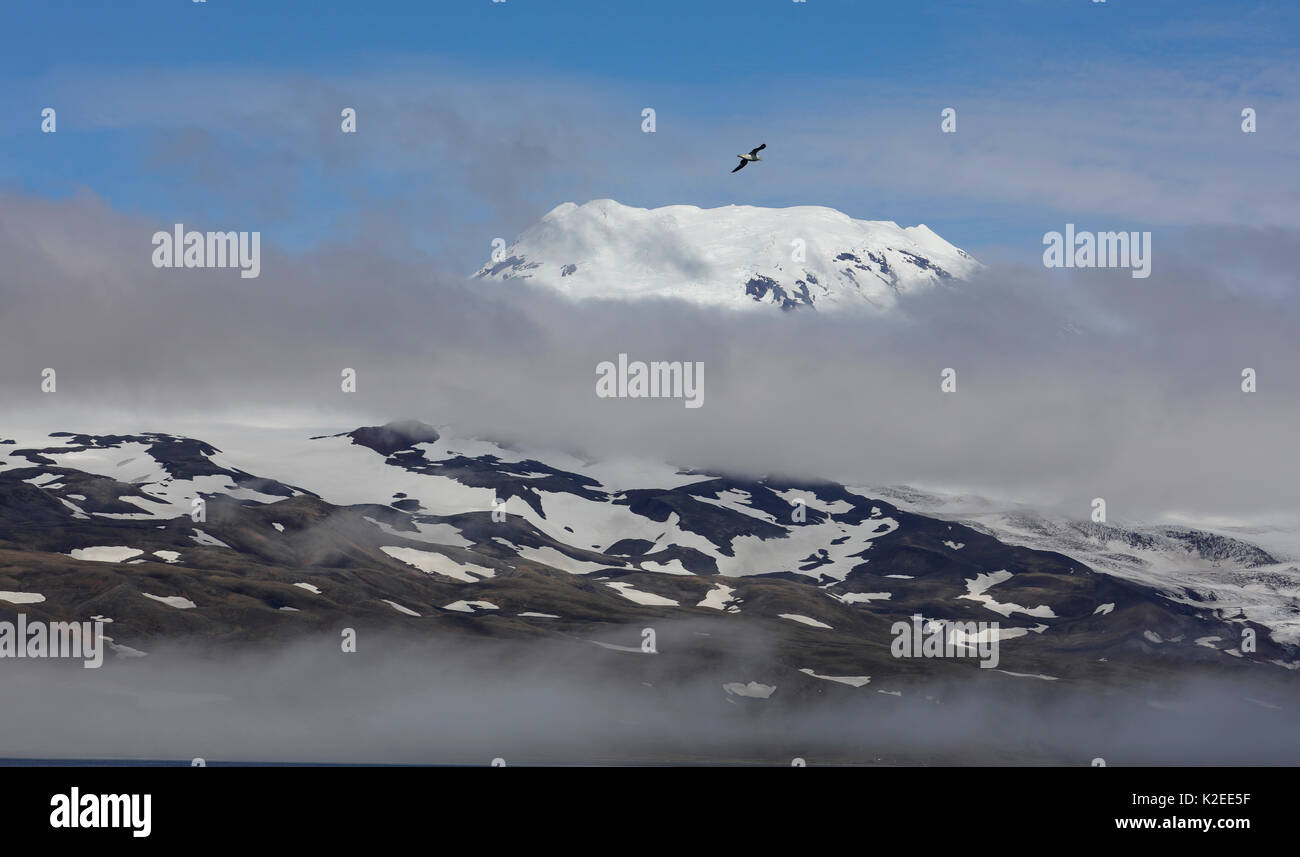 Mt. Beerenberg, 2277m. Le plus septentrional du monde volcan actif. L'île de Jan Mayen, juillet 2016. Banque D'Images