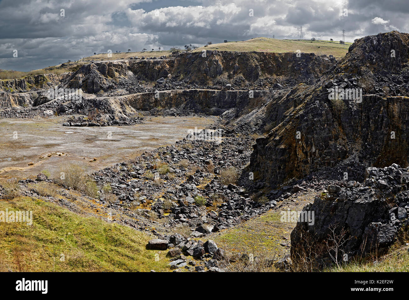 Carrière de calcaire désaffectée, près de Minera, Nord du Pays de Galles, Royaume-Uni, mai. Banque D'Images