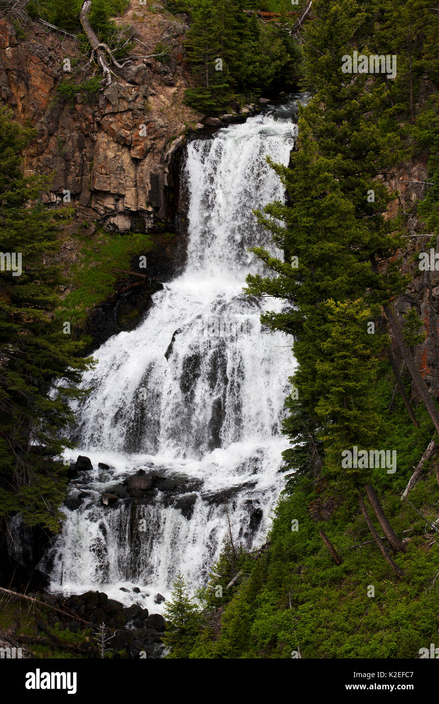 Heinz-günther Falls Gardiner river, le Grand Loop Road, le Parc National de Yellowstone, Wyoming, USA, juin 2015. Banque D'Images Heinz-günther Falls Gardiner river, le Grand Loop Road, le Parc National de Yellowstone, Wyoming, USA, juin 2015. Banque D'Images