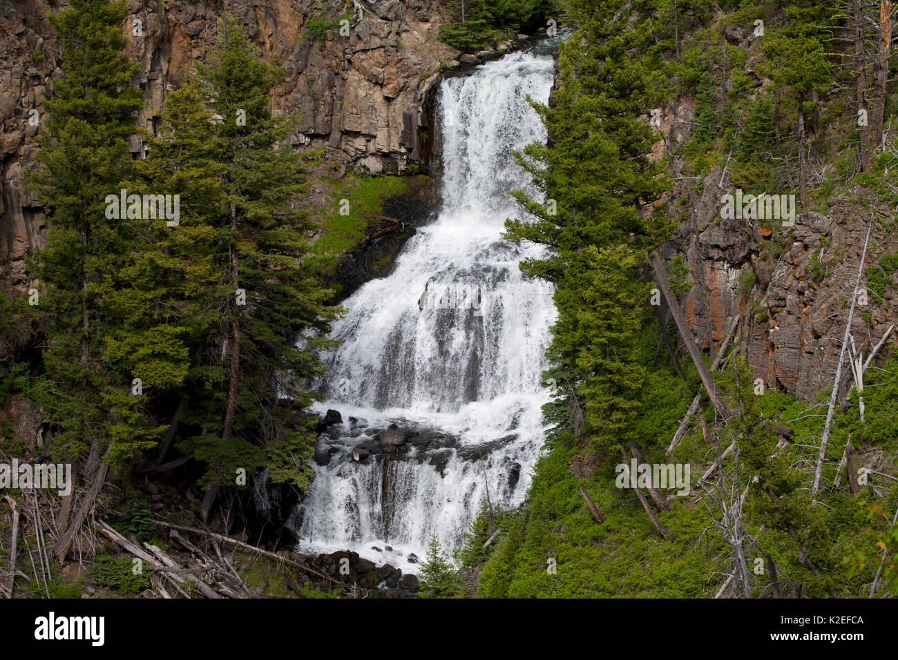 Heinz-günther Falls Gardiner river, le Grand Loop Road, le Parc National de Yellowstone, Wyoming, USA, juin 2015. Banque D'Images Heinz-günther Falls Gardiner river, le Grand Loop Road, le Parc National de Yellowstone, Wyoming, USA, juin 2015. Banque D'Images