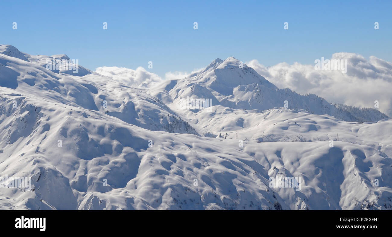 Paysage alpin après neige fraîche, Hauteluce, Savoie, France, février 2013. Banque D'Images