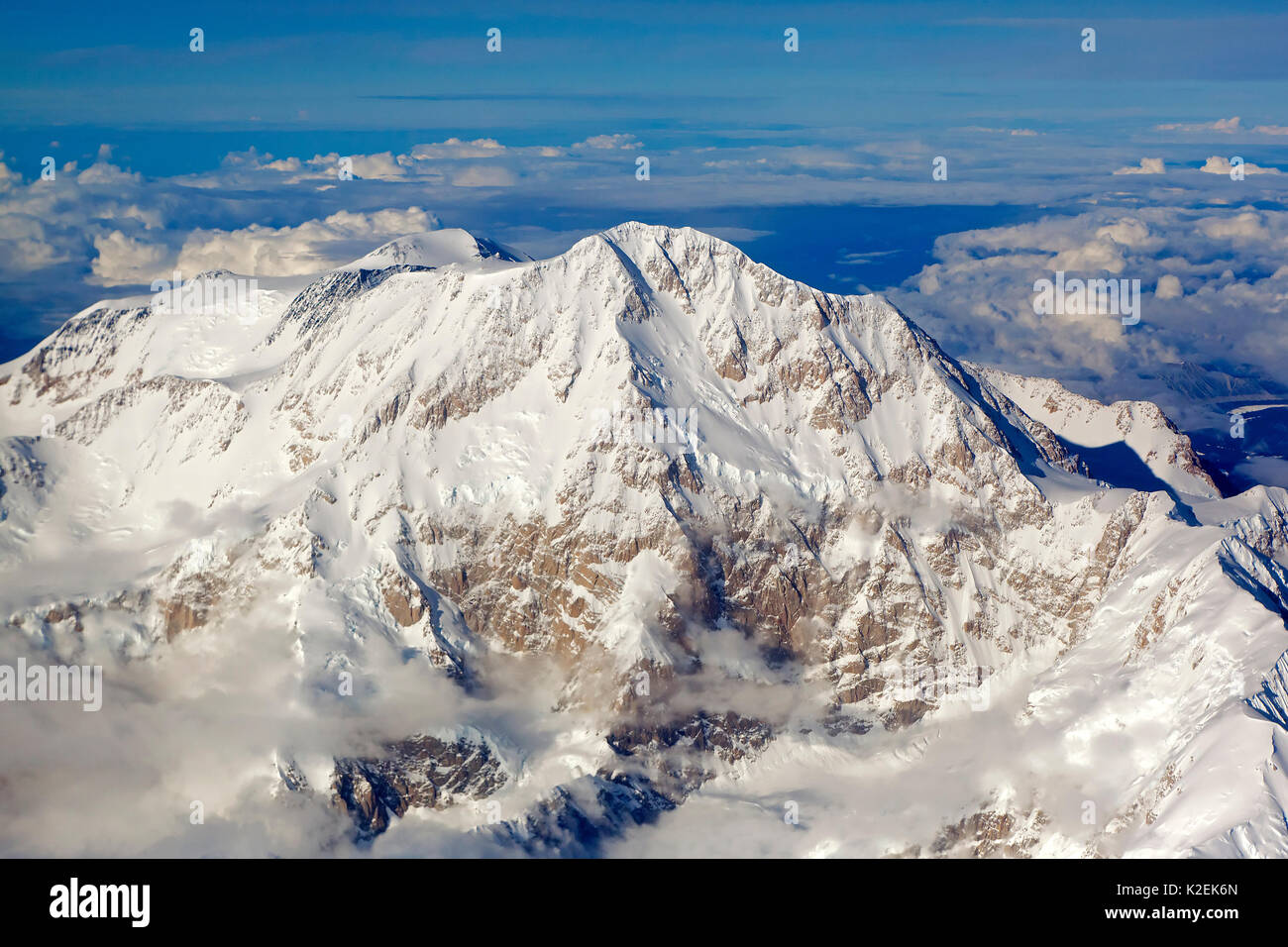 Vue aérienne du mont Mc Kinley, la plus haute montagne en Amérique du Nord, Alaska, USA Banque D'Images